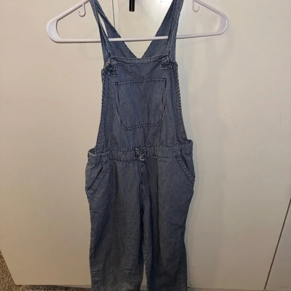 OshKosh B'Gosh Vintage Overalls Denim Vestbak Railroad Striped Size 10 EXCELLENT